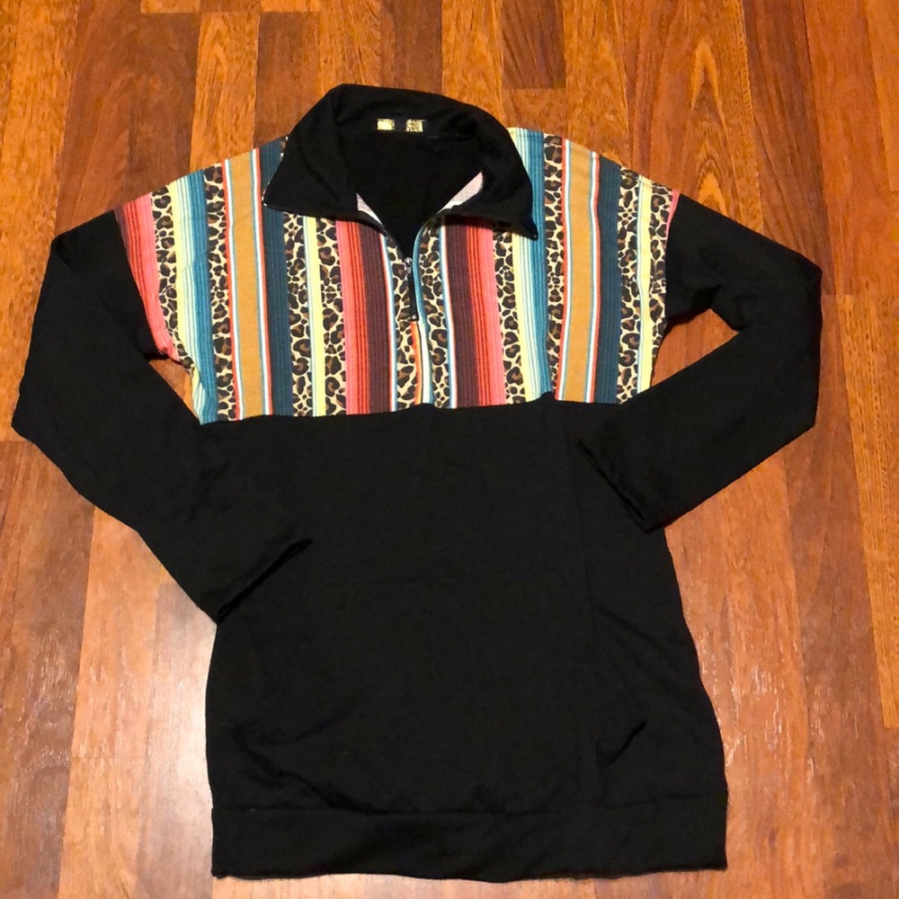 L&B Lucky & Blessed zip up serape top